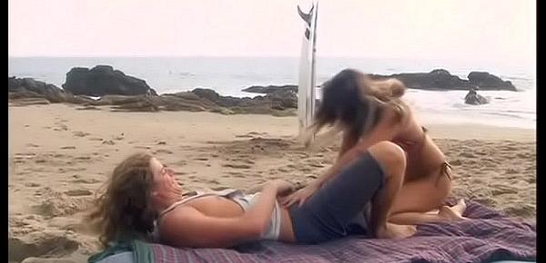  Horny asian sex freak sucks and slurps a thick cock in sand then gets fucked